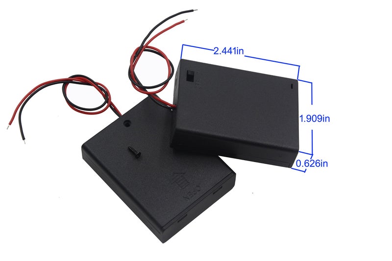 LampVPath 3Pcs 4 AAA 6V Battery Holder with Switch 4X 1.5V AAA Battery Holder Case with Wire Leads and ON/Off Switch(3 Pack) - Image 2